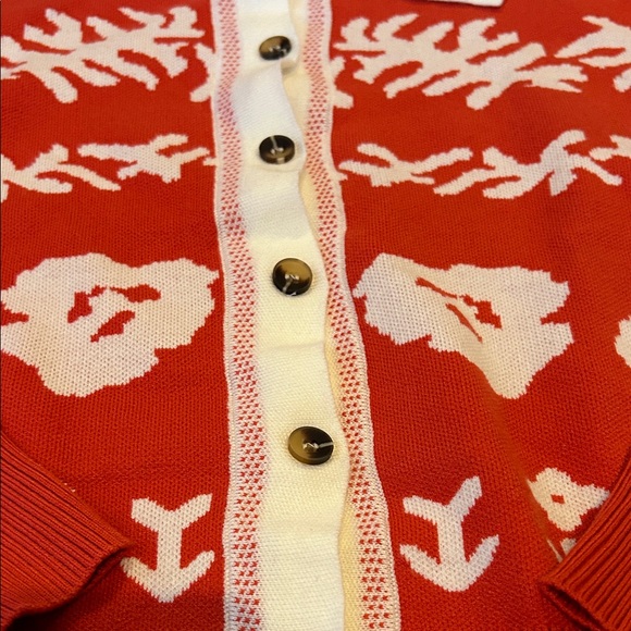 Floral Orange-Red Women's Sweater - Picture 5 of 9